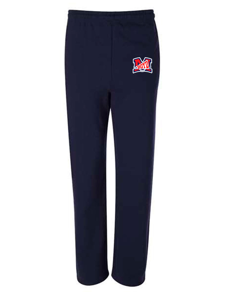 Boyd Cheer Navy Open Bottom Sweatpants with Embroidered Logo