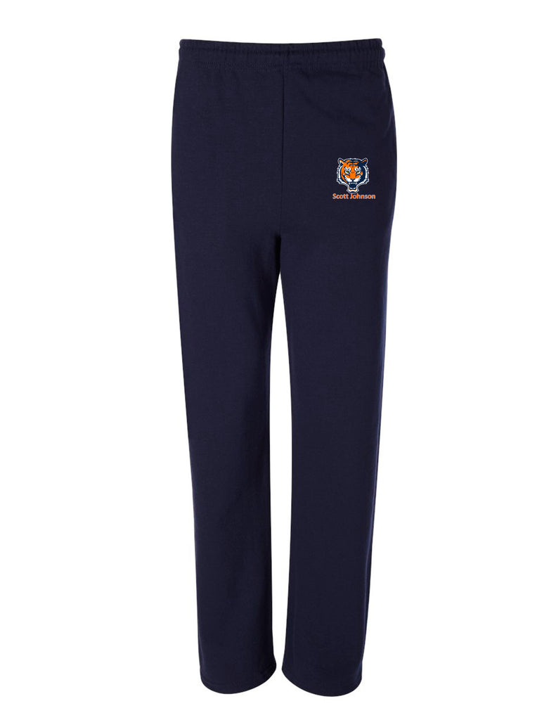 SJMS Navy Open Bottom Sweatpants with Embroidered Logo