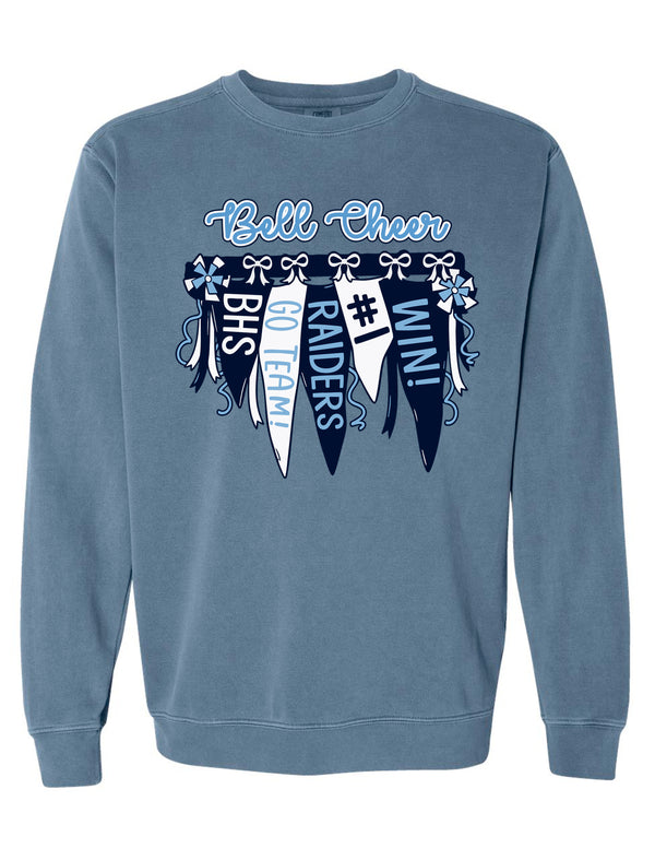 LD Bell Cheer Comfort Color Pennant Crewneck Sweatshirt Blue Jean