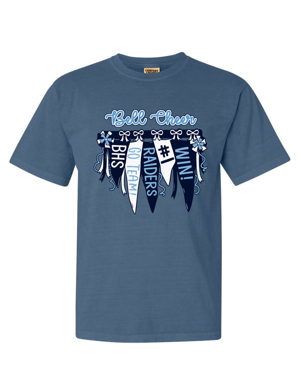 LD Bell Cheer Comfort Color Pennant Short Sleeve T-Shirt Blue Jean
