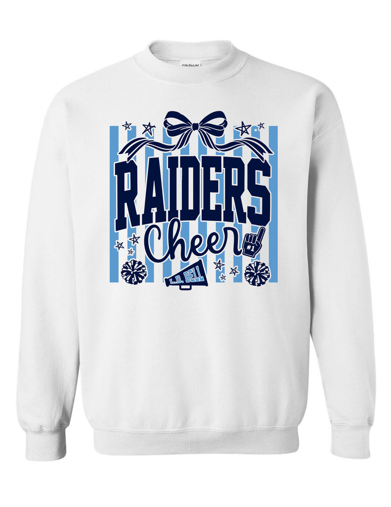 LD Bell Cheer Gildan Stripes Bow Crewneck Sweatshirt White