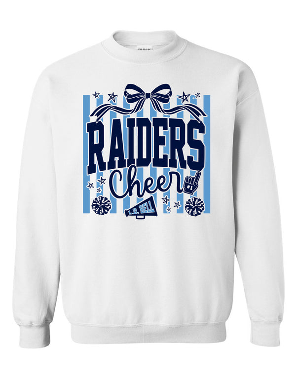 LD Bell Cheer Gildan Stripes Bow Crewneck Sweatshirt White