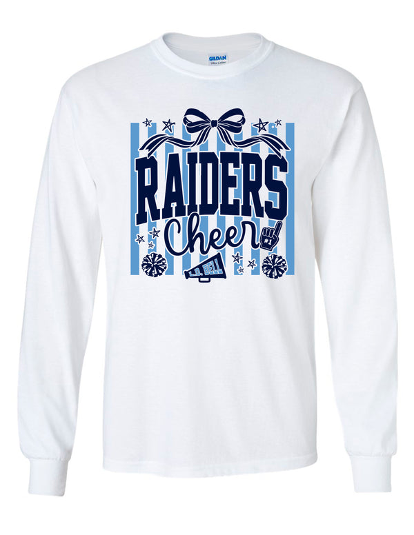 LD Bell Cheer Gildan Stripes Bow Long Sleeve T-Shirt White