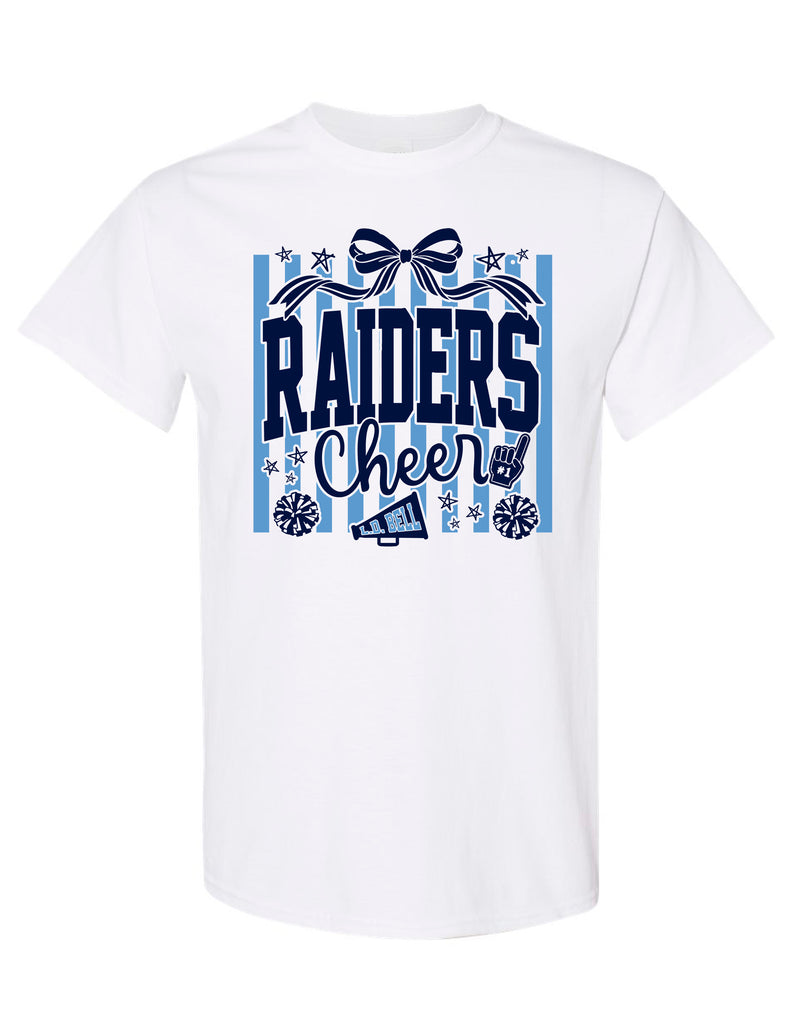 LD Bell Cheer Gildan Stripes Bow Short Sleeve T-Shirt White