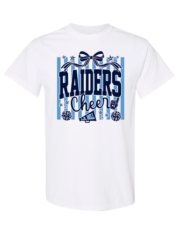 LD Bell Cheer Gildan Stripes Bow Short Sleeve T-Shirt White