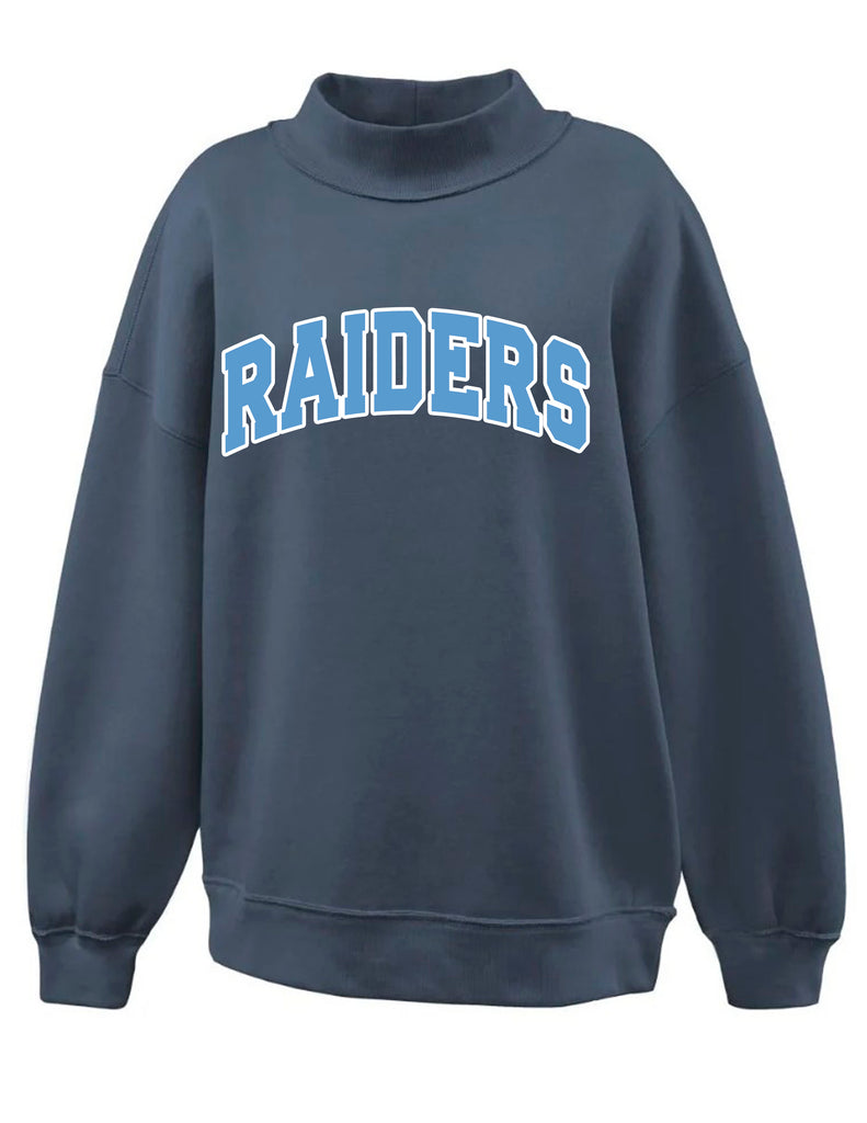 LD Bell Mock Neck Sweatshirt Embroidered Applique Navy