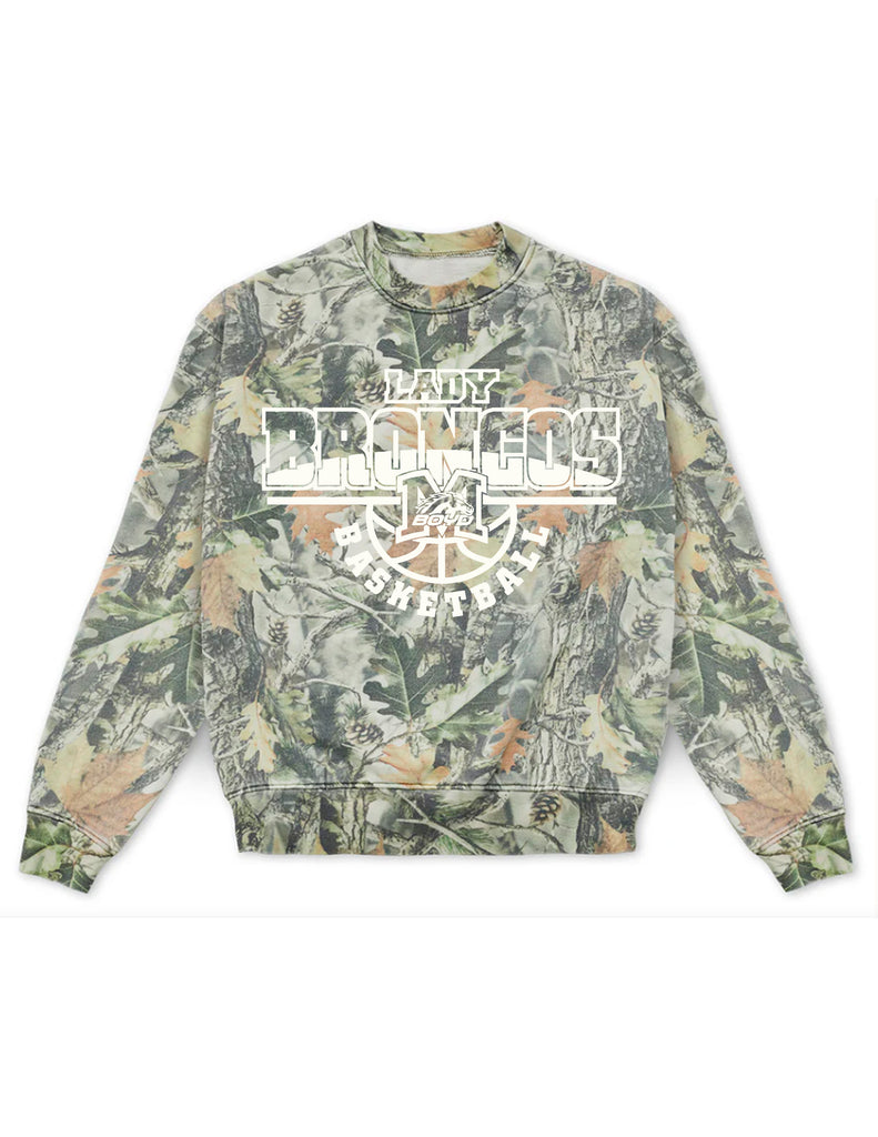 Lady Broncos Basketball Cotton Collective Vintage Camo Crewneck