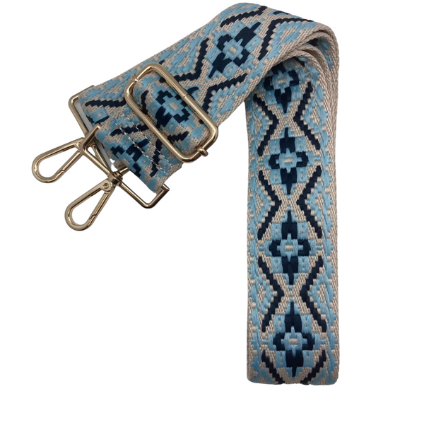 Emerson Football Navy, Light Blue, & Natural Purse Strap