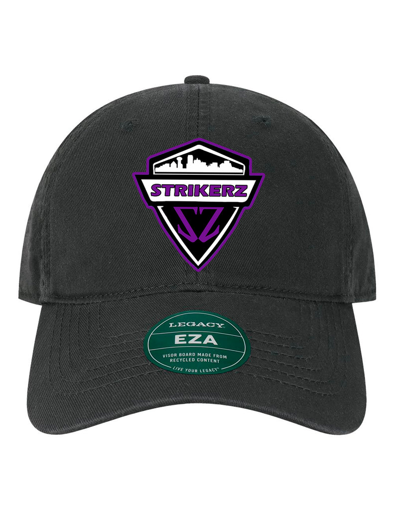 Strikerz Relaxed Dad Hat in Black with Embroidered Logo