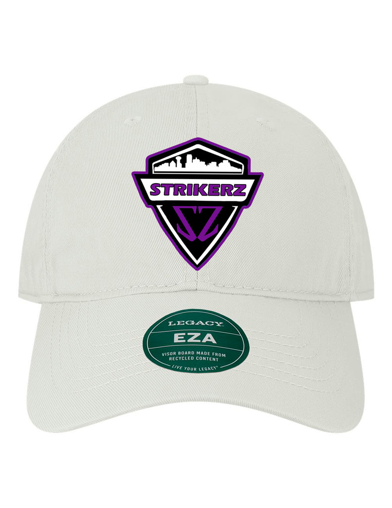 Strikerz Relaxed Dad Hat in White with Embroidered Logo