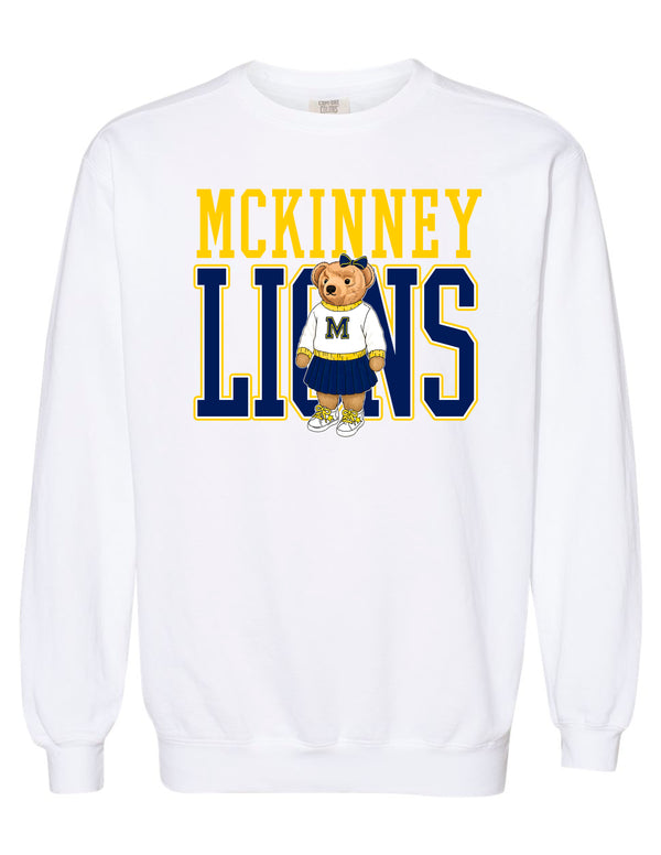 McKinney High Cheer Bear Comfort Colors White Crew Neck