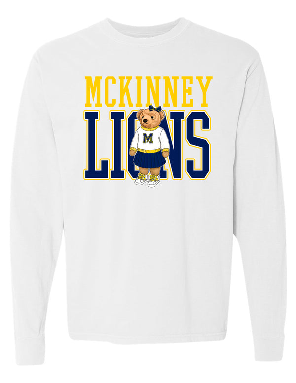 McKinney High Cheer Bear Comfort Colors White Long Sleeve Tee