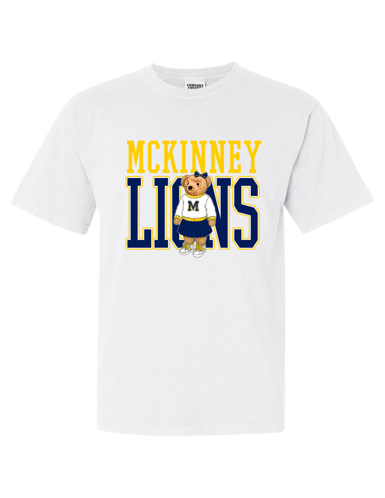 McKinney High Cheer Bear Comfort Colors- White Short Sleeve Tee