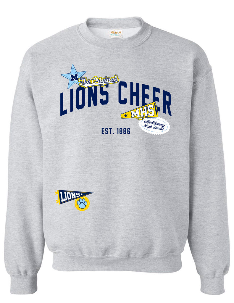 McKinney High Cheer Ash Gray Cheer Icons Crewneck Sweatshirt