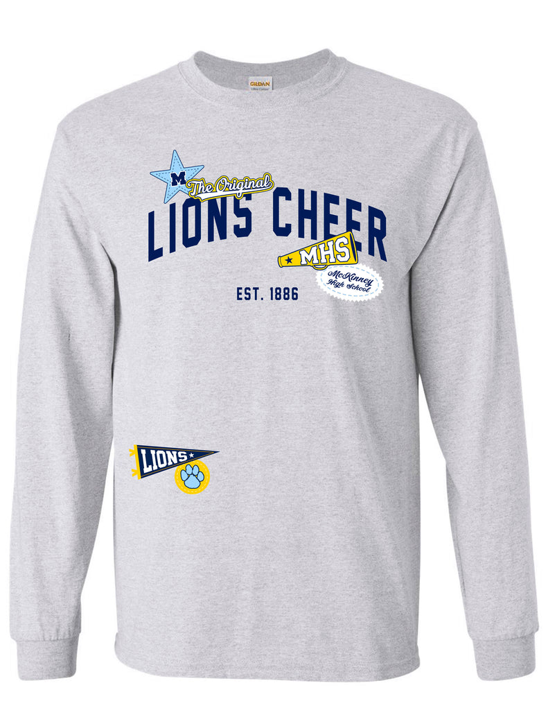 McKinney High Cheer Ash Gray Cheer Icons Long Sleeve Tee