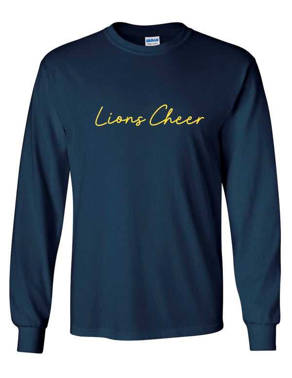 McKinney High Cheer Signature Script Gildan Navy Long Sleeve Tee