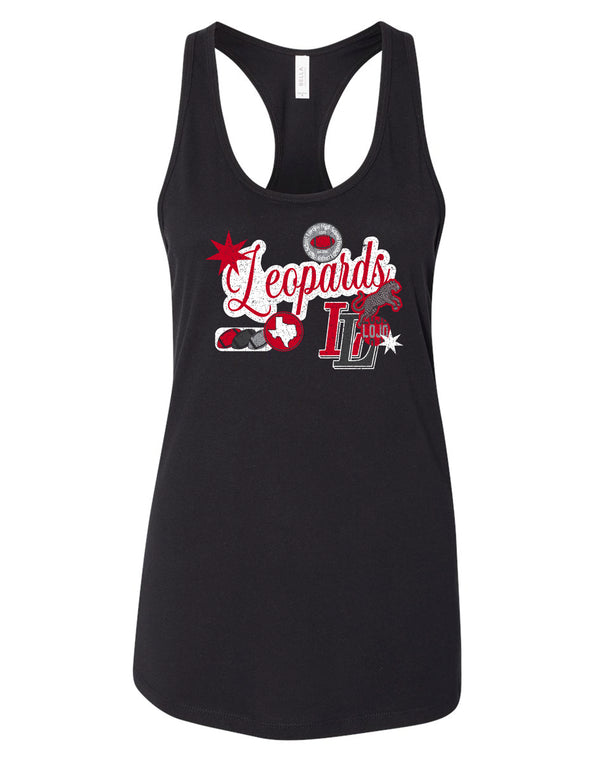 Lovejoy Football Icons Design Black Bella Racerback Tank