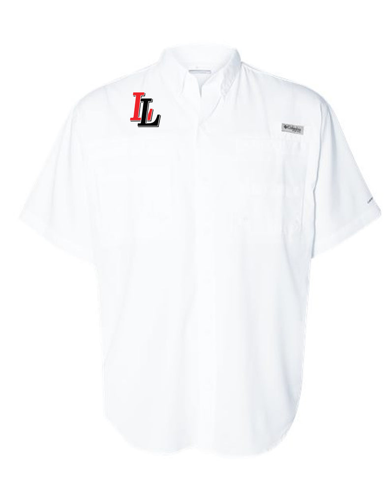 Lovejoy Football Columbia White Fishing Shirt w/ Embroidery