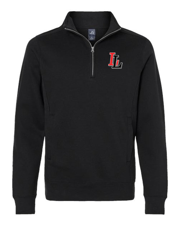 Lovejoy Football Embroidered J America Black Fleece Quarter Zip Sweatshirt