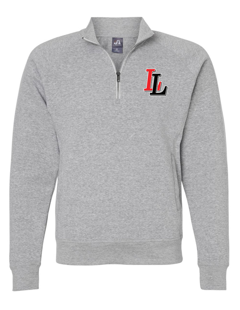 Lovejoy Football Embroidered J America Triblend Gray Quarter Zip Sweatshirt
