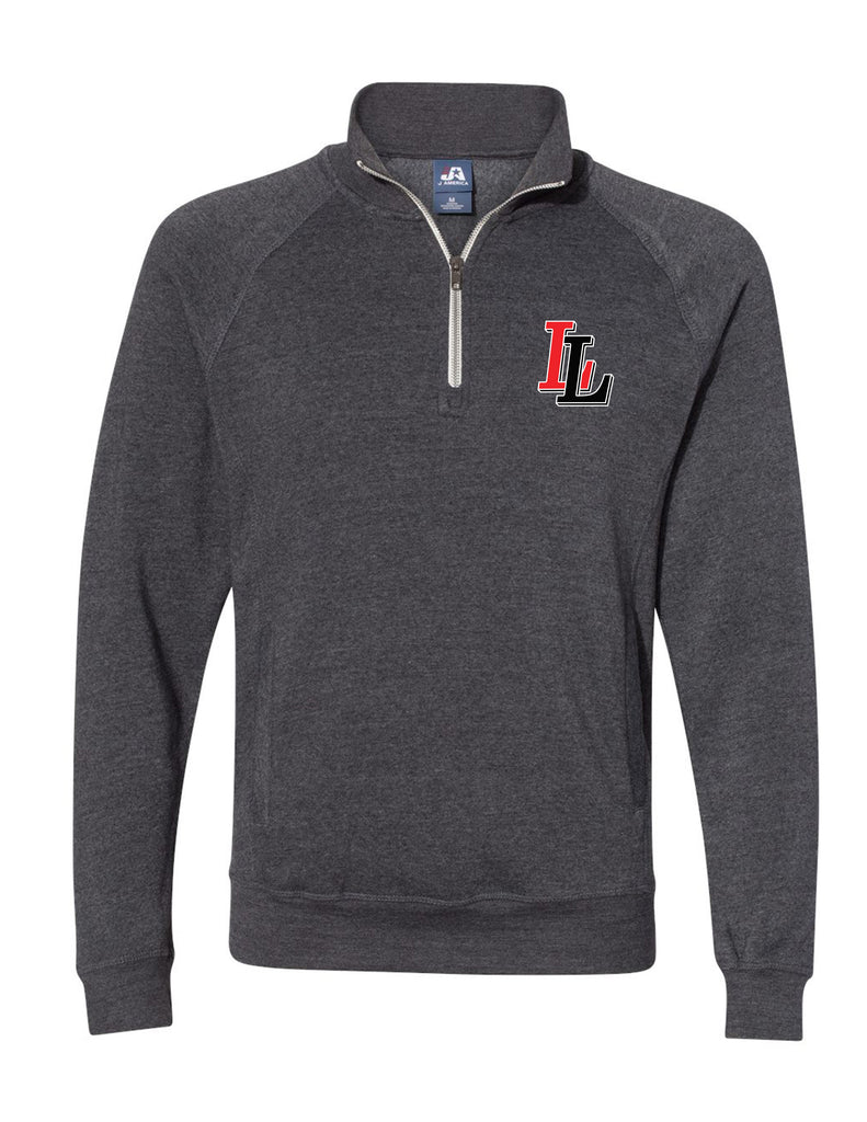 Lovejoy Football Embroidered J America Triblend Black Quarter Zip Sweatshirt