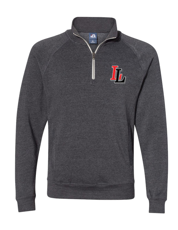 Lovejoy Football Embroidered J America Triblend Black Quarter Zip Sweatshirt