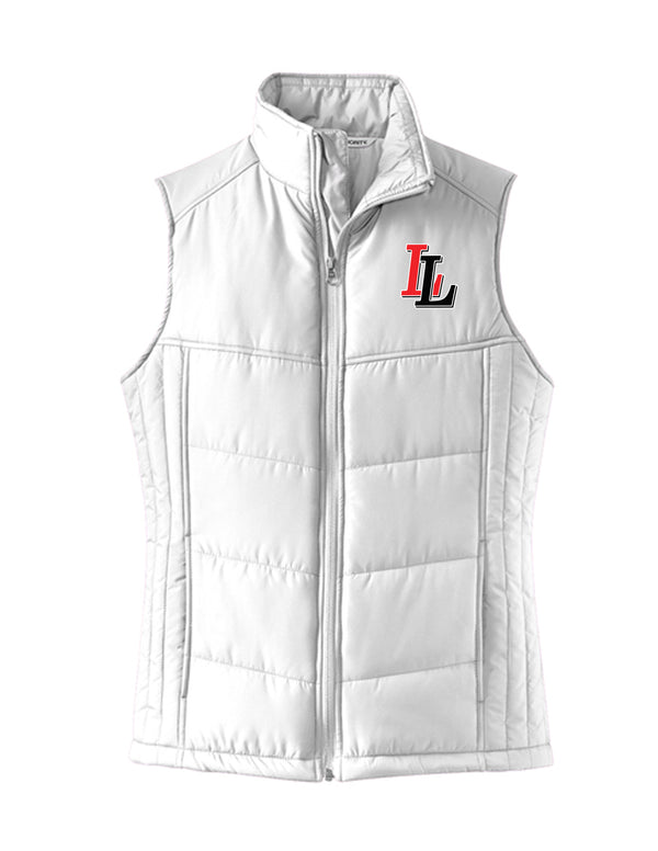 Lovejoy Football Embroidered Women's White Puffer Vest