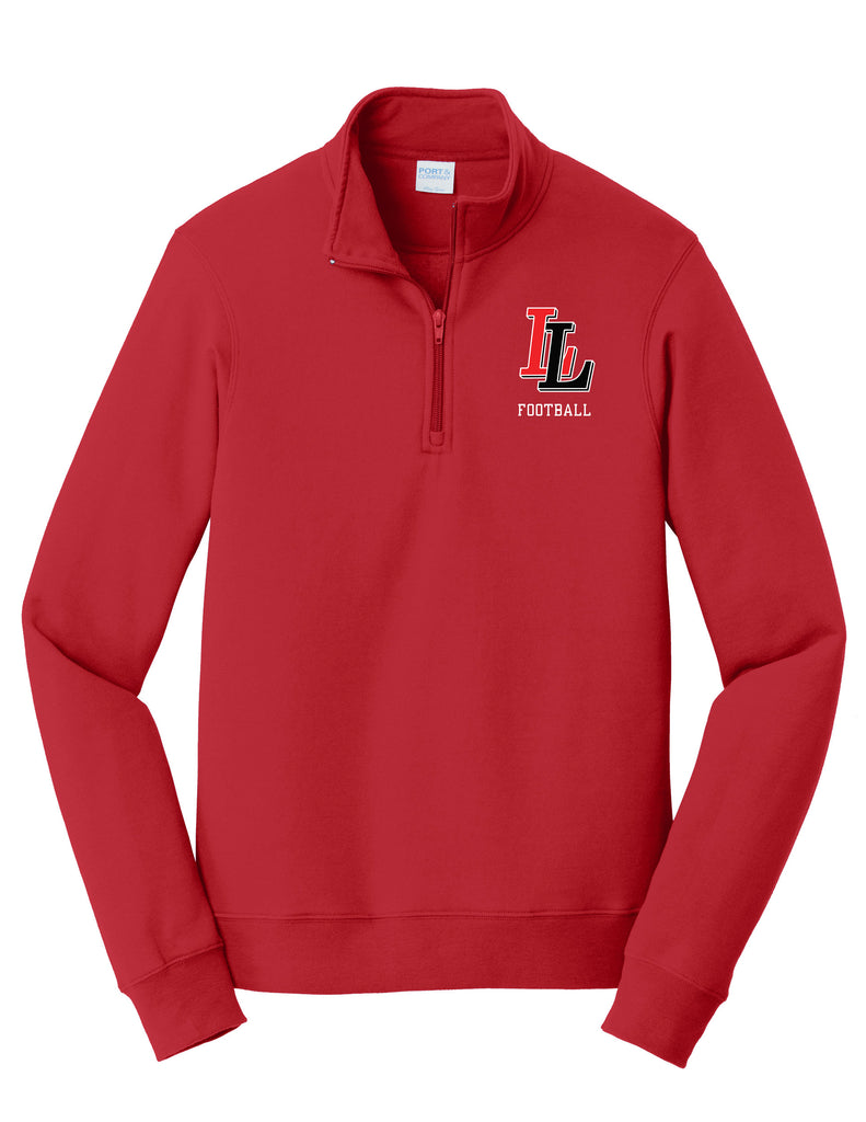 Lovejoy Football Embroidered Port & Co Red Quarter Zip Sweatshirt