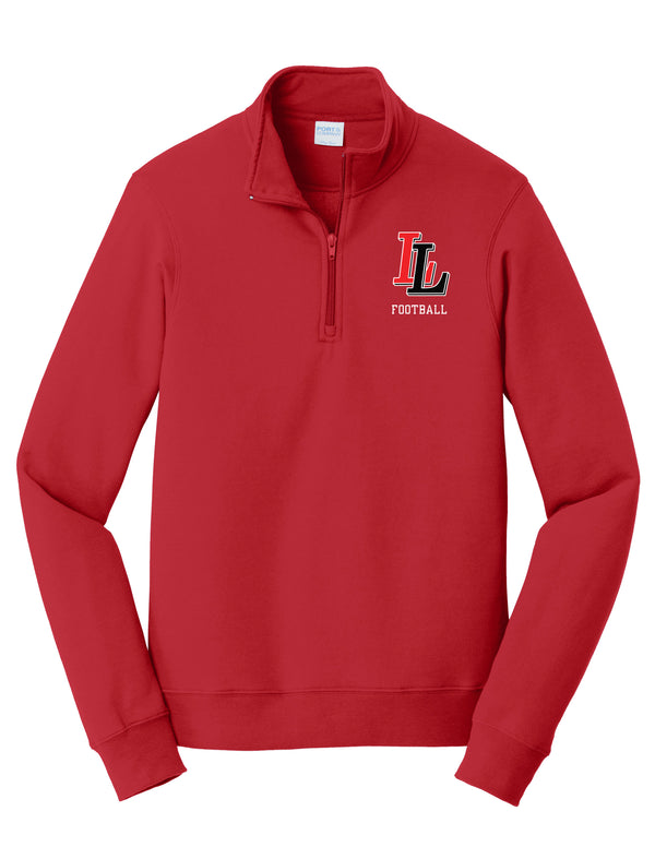 Lovejoy Football Embroidered Port & Co Red Quarter Zip Sweatshirt