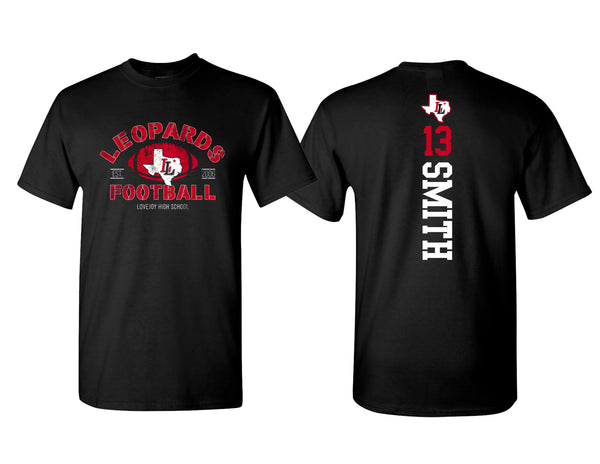 Lovejoy Football Ball Texas Black Tee with Personalization