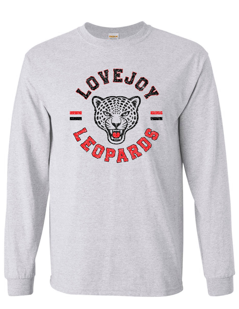Lovejoy Football Circle Design Gildan Ash Gray Long Sleeve Tee