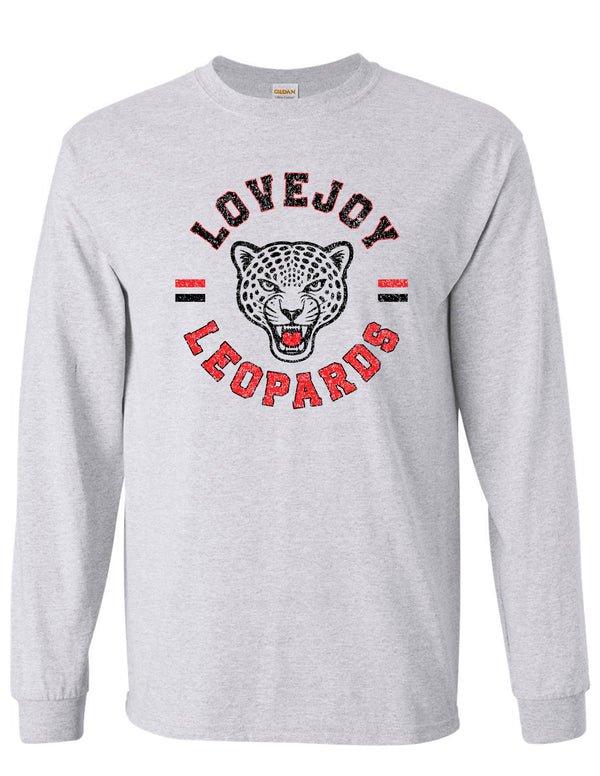 Lovejoy Football Circle Design Gildan Ash Gray Long Sleeve Tee