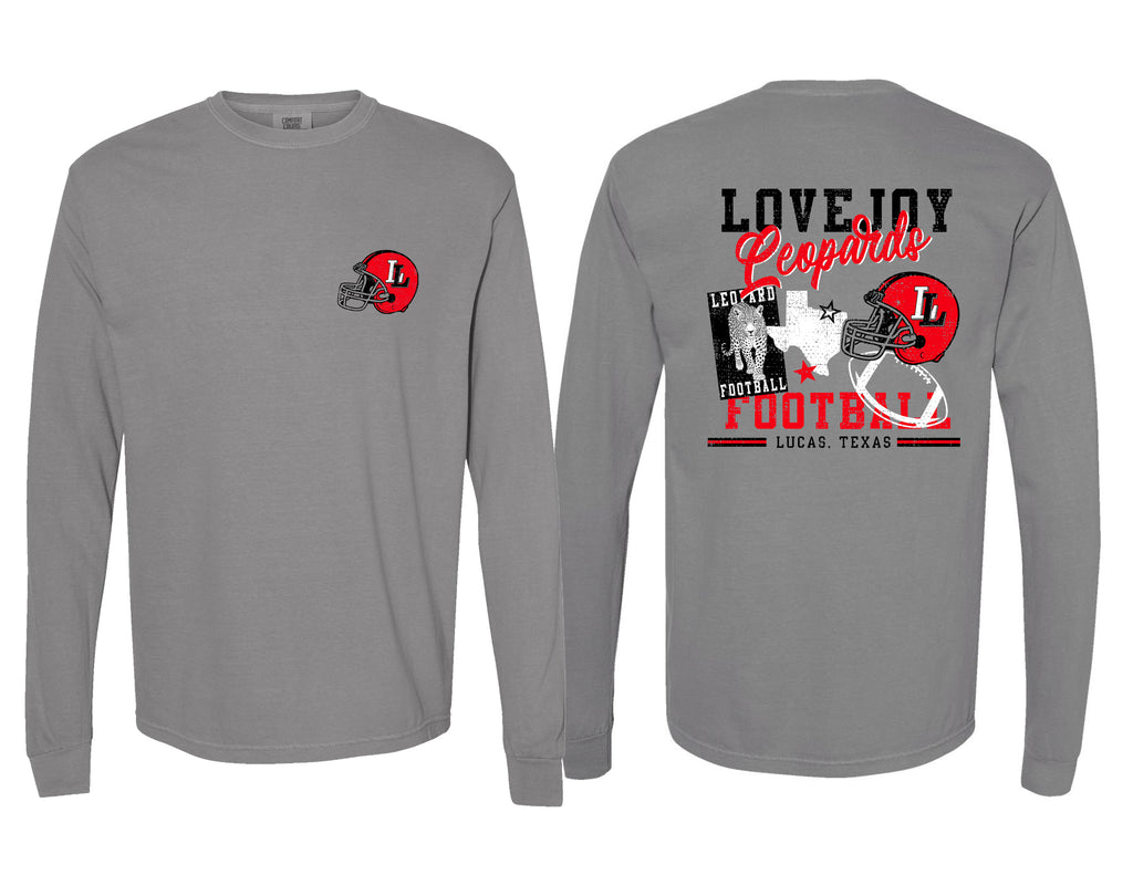 Lovejoy Football Comfort Color Gray Long Sleeve Helmet Frocket Design