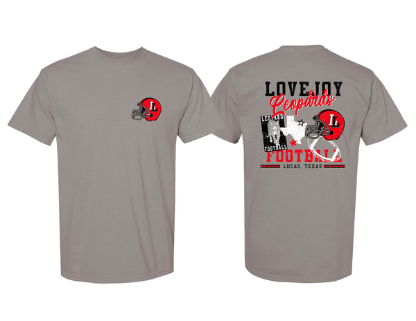 Lovejoy Football Comfort Color Gray Short Sleeve Helmet Frocket Design