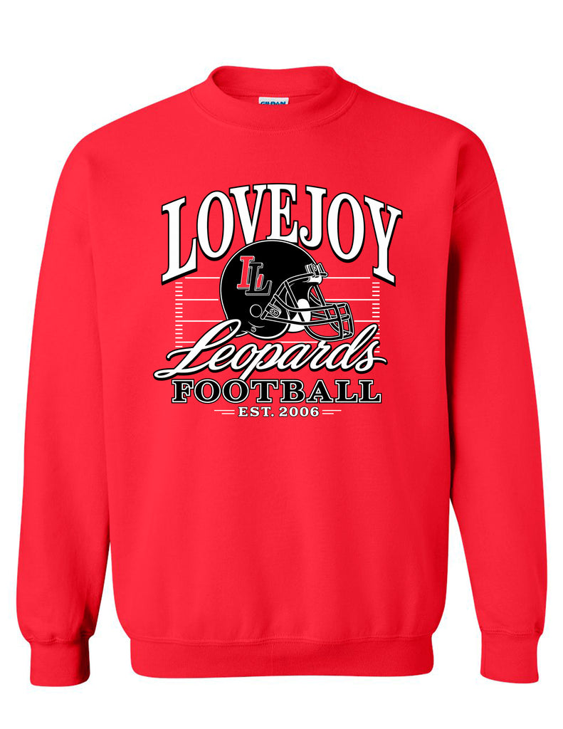 Lovejoy Football Helmet Gildan Red Crewneck