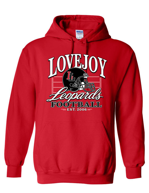 Lovejoy Football Helmet Gildan Red Hoodie