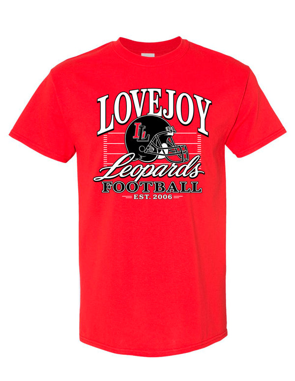 Lovejoy Football Helmet Gildan Red Tee