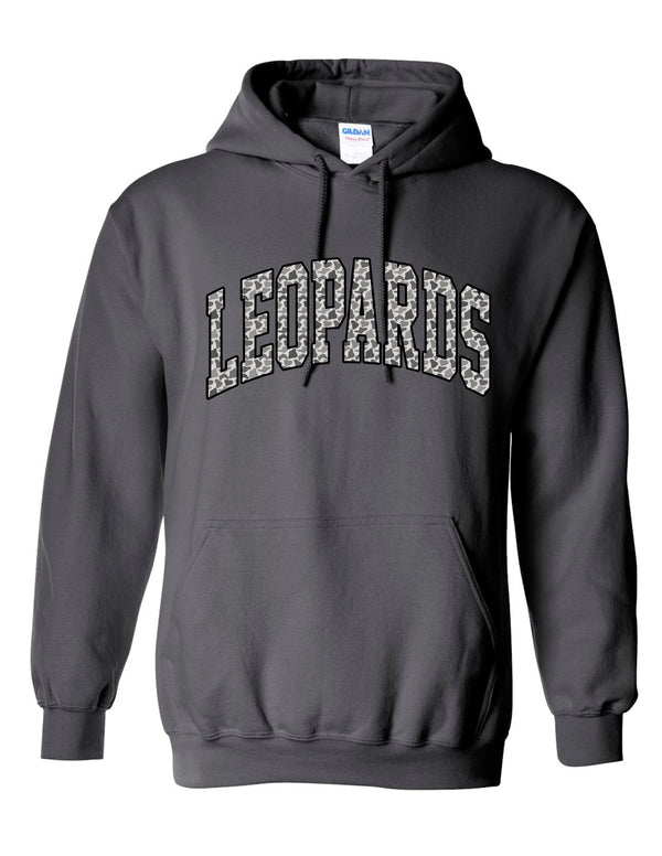 Lovejoy Football LEOPARDS Oversized Camo Print Gildan Charcoal Hoodie