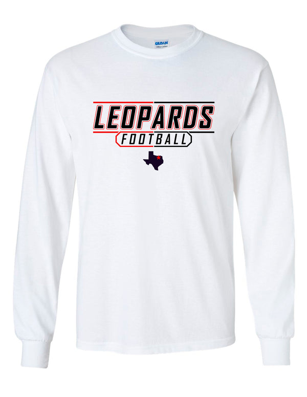 Lovejoy Football Leopards Football White Gildan Long Sleeve Tee