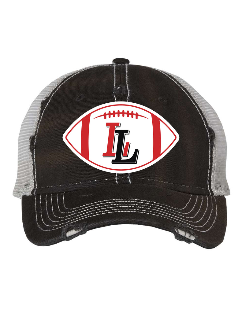 Lovejoy Football Black Distressed Patch Hat w/ Bling Option