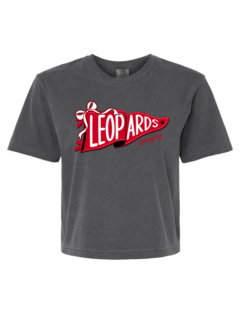Lovejoy Football Pennant Comfort Colors Pepper Boxy Mid Crop Tee