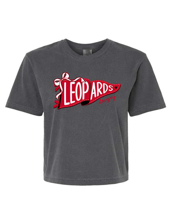 Lovejoy Football Pennant Comfort Colors Pepper Boxy Mid Crop Tee