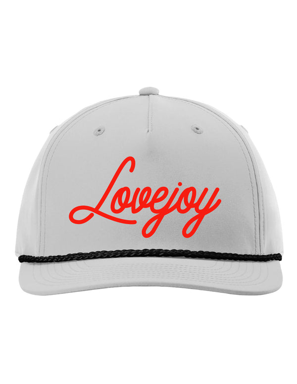 Lovejoy Football Richardson Gray with Black Rope Hat Script Red LoveJoy