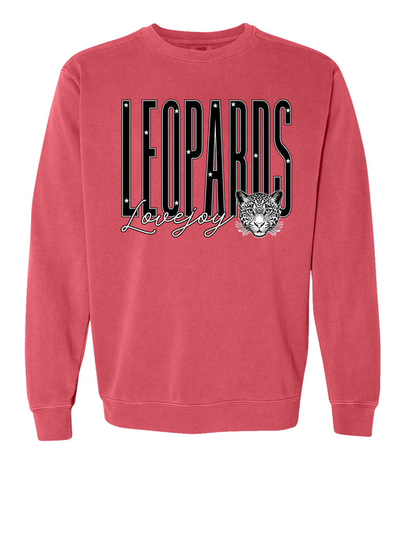 Lovejoy Football Tall Leopards Comfort Colors Crimson Crewneck