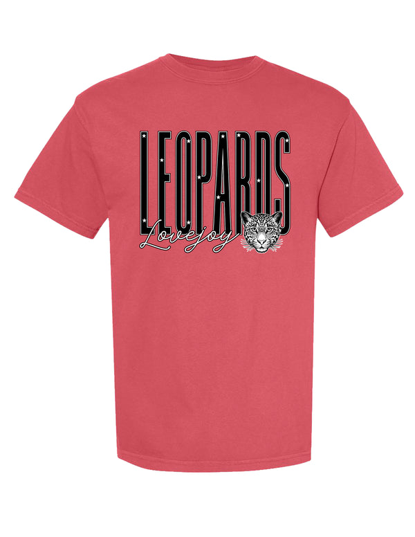 Lovejoy Football Tall Leopards Comfort Colors Crimson Tee