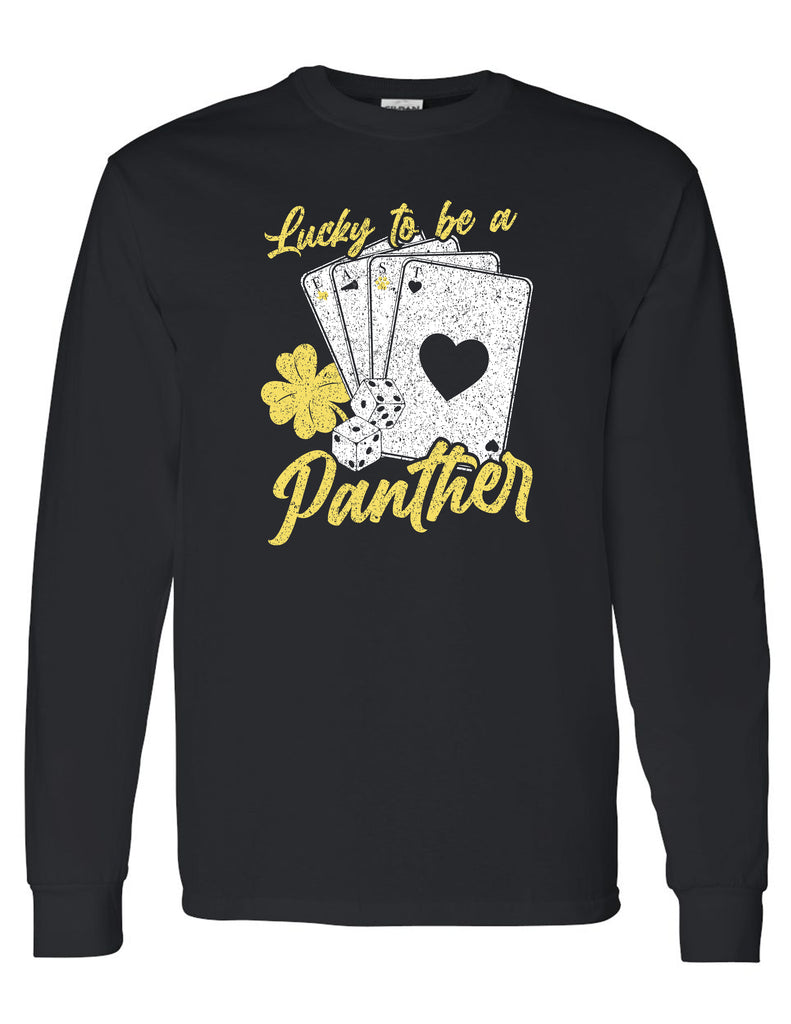 Plano East Cheer Lucky To Be A Panther Black Gildan Long Sleeve Tee