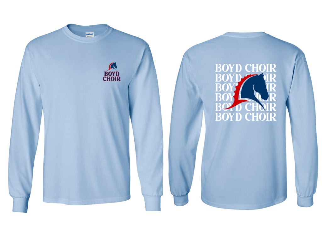 Boyd Choir Light Blue Stacked Logo Frocket LS Tee
