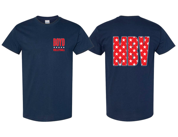 McKinney Boyd Volleyball Navy MBV Stars Design Tee