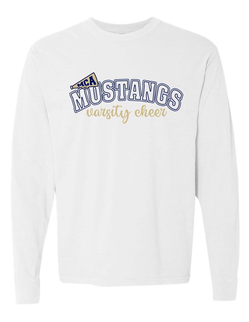 MCA Cheer Megaphone White Comfort Colors Longsleeve Tee