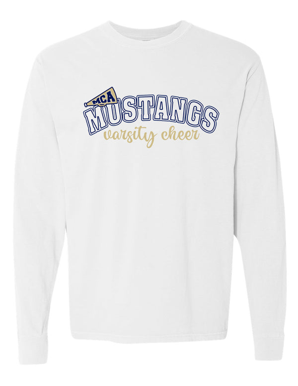 MCA Cheer Megaphone White Comfort Colors Longsleeve Tee